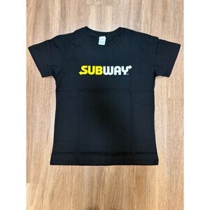 Subway Restaurant Logo Graphic T-Shirt Mens Large Black Short Sleeve Crewneck